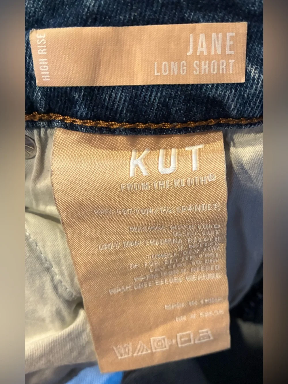 KUT from the Kloth Jane Long Shorts High Rise Distressed Frayed Hem Size 2